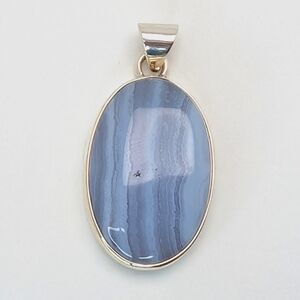 Blue Lace Agate S925 Sterling Silver Pendant